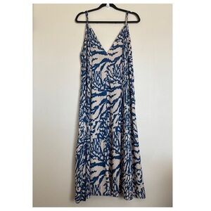 RESA Hannah Midi Dress in Capri Size Large V Neckline Vacation *No Waist Tie*